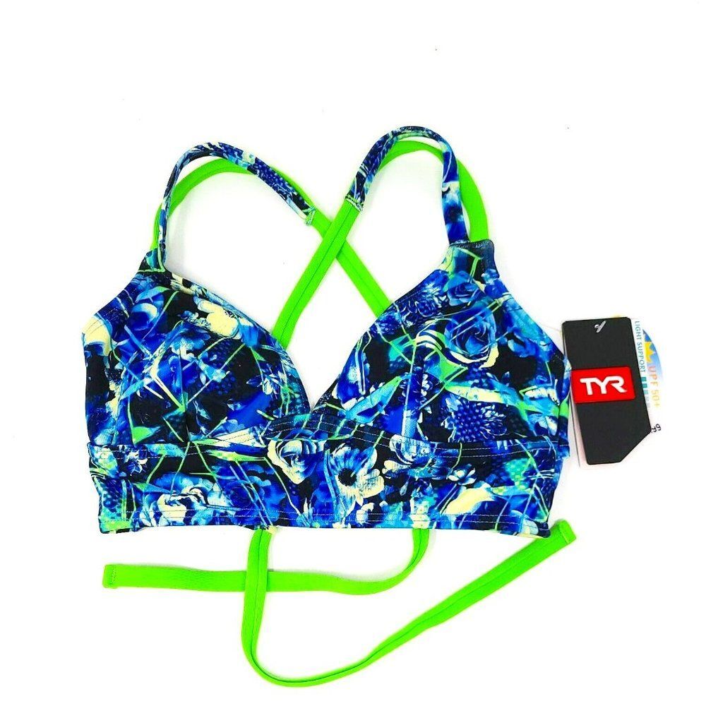 NWT TYR Bikini Top XS 0 2 Blue Green Strappy